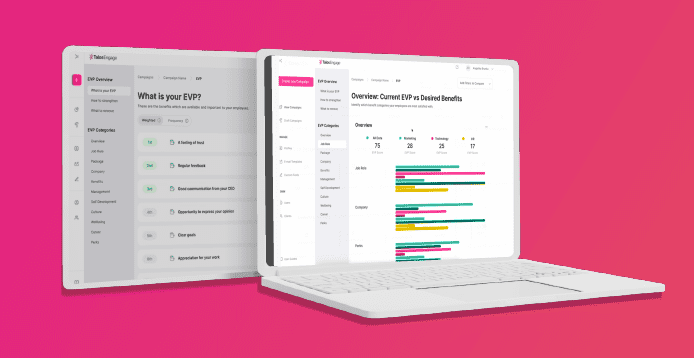 laptop showing the user interface for the Talos Engage employee engagement platform