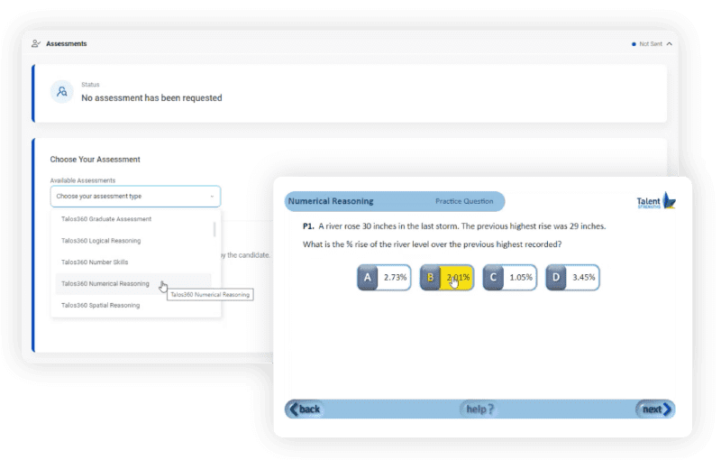 A candidate assessment question within Talos ATS. Features like this can help to improve quality of hire.